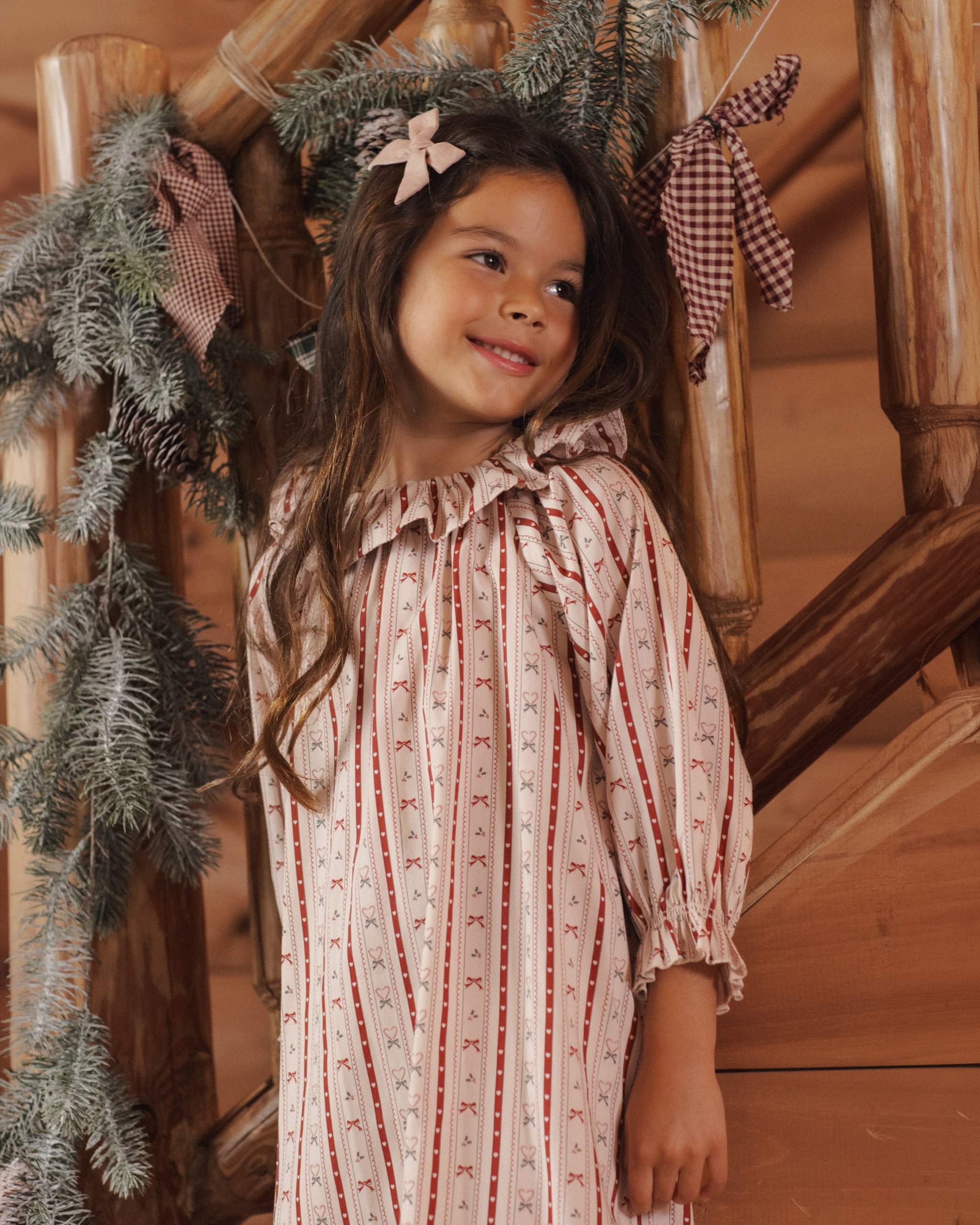Rylee + Cru Girl's Nightgown | Candy Cane Lane Lifestyle Model Portrait