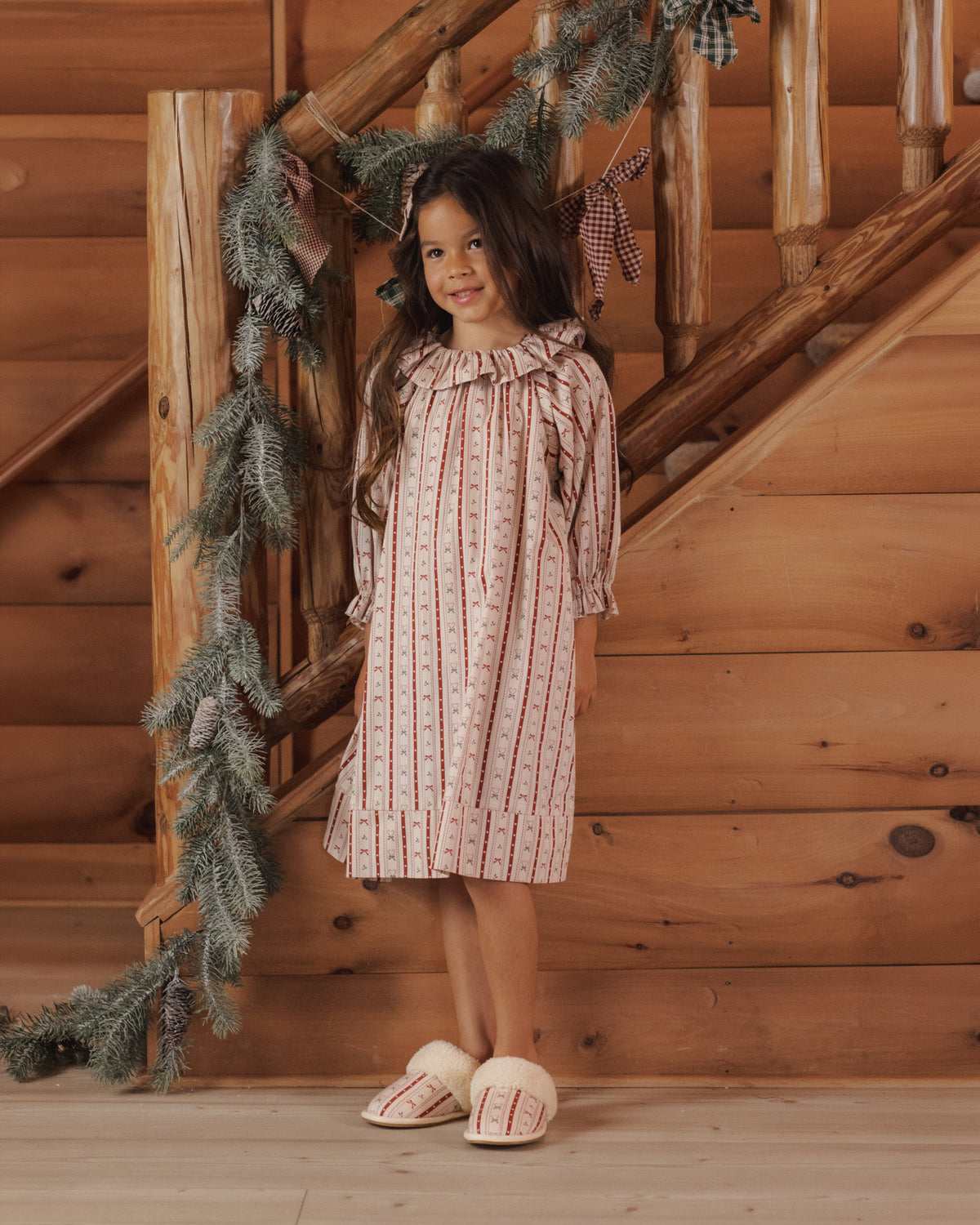 Rylee + Cru Girl's Nightgown | Candy Cane Lane Full Length Model Photo