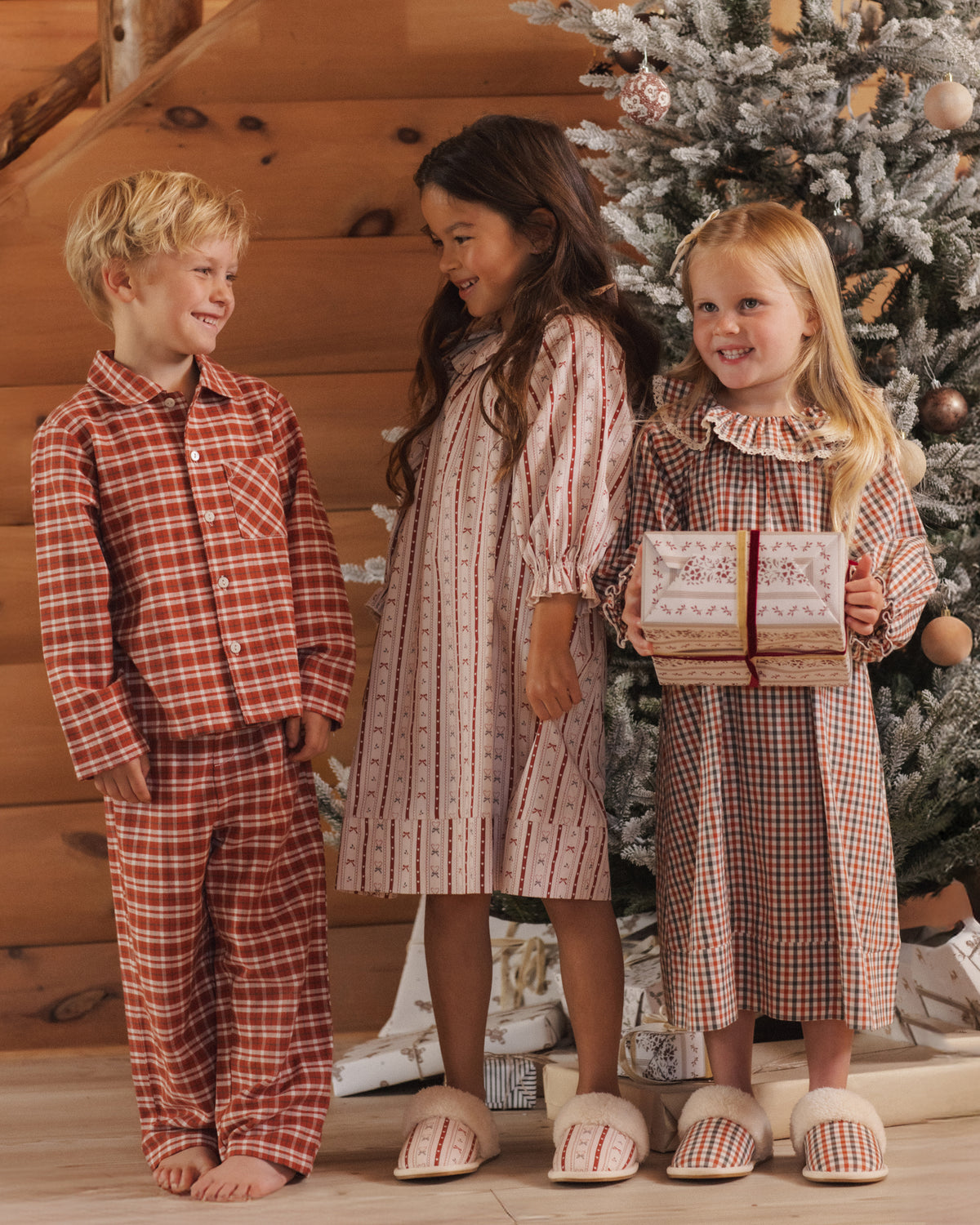 Family Matching Pajamas Lifestyle Models Rylee + Cru Girl's Nightgown | Candy Cane Lane