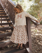 Rylee + Cru Girl's Ruffle Long Sleeve Tee | Bow Full Length Model Photo Lifestyle