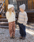 Boy wearing the Rylee + Cru Jacques Sweater | Dusty Blue Stripe