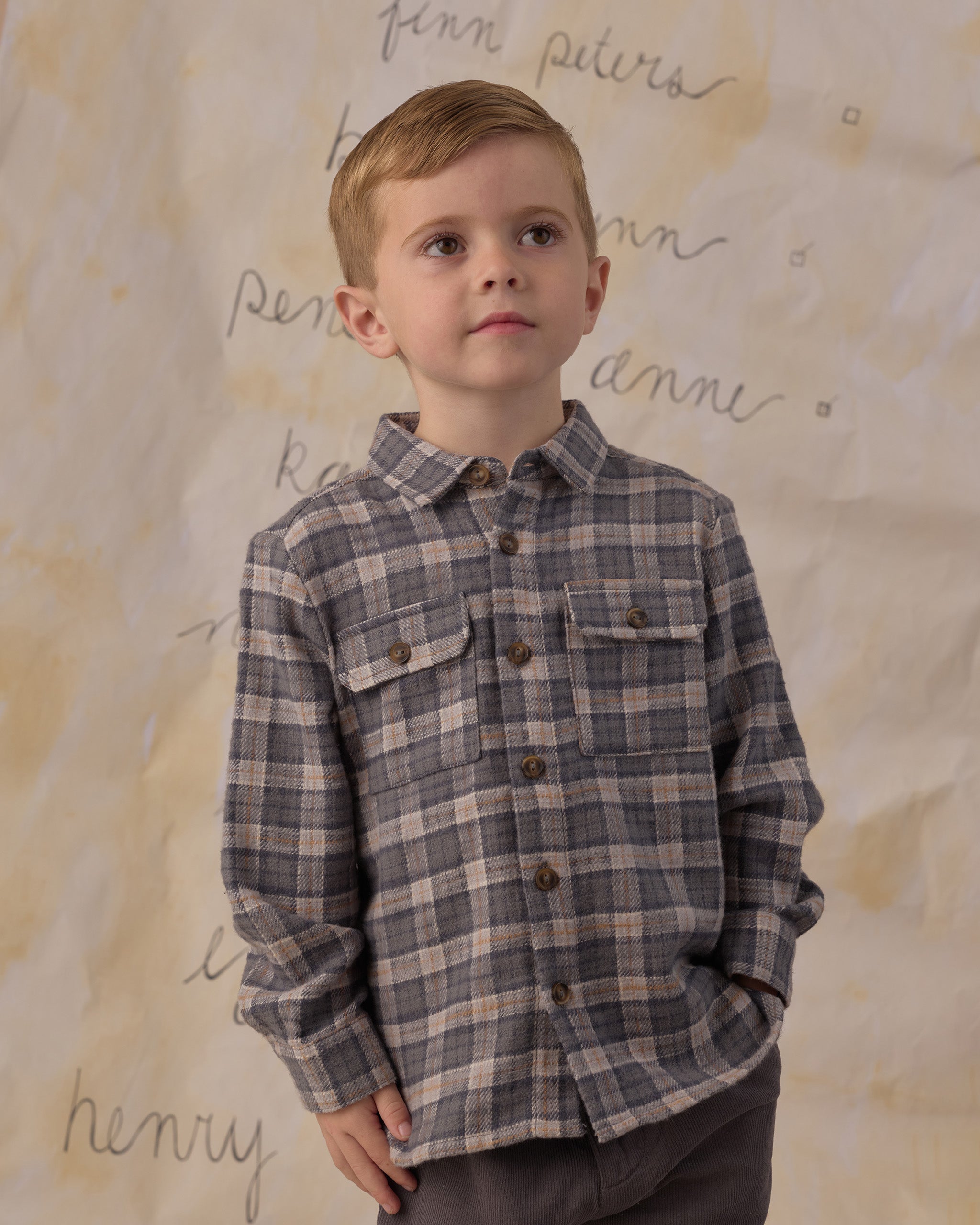 Rylee + Cru Kalen Pant | Slate and Rylee + Cru Pocketed Flannel Shirt | Winter Plaid