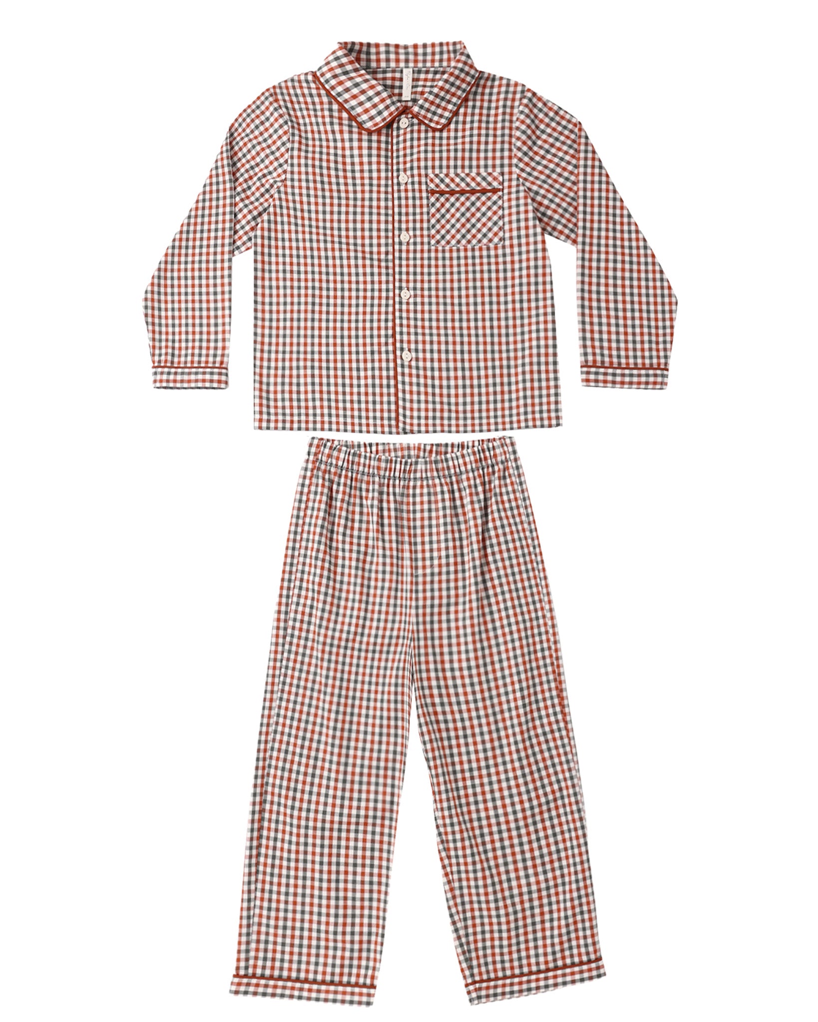 Rylee + Cru Long Sleeve Pajamas | Holiday Gingham flat lay