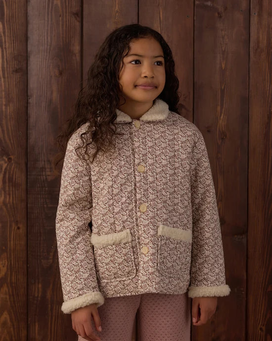 Rylee + Cru Quilted Chore Coat in Primrose close up shot