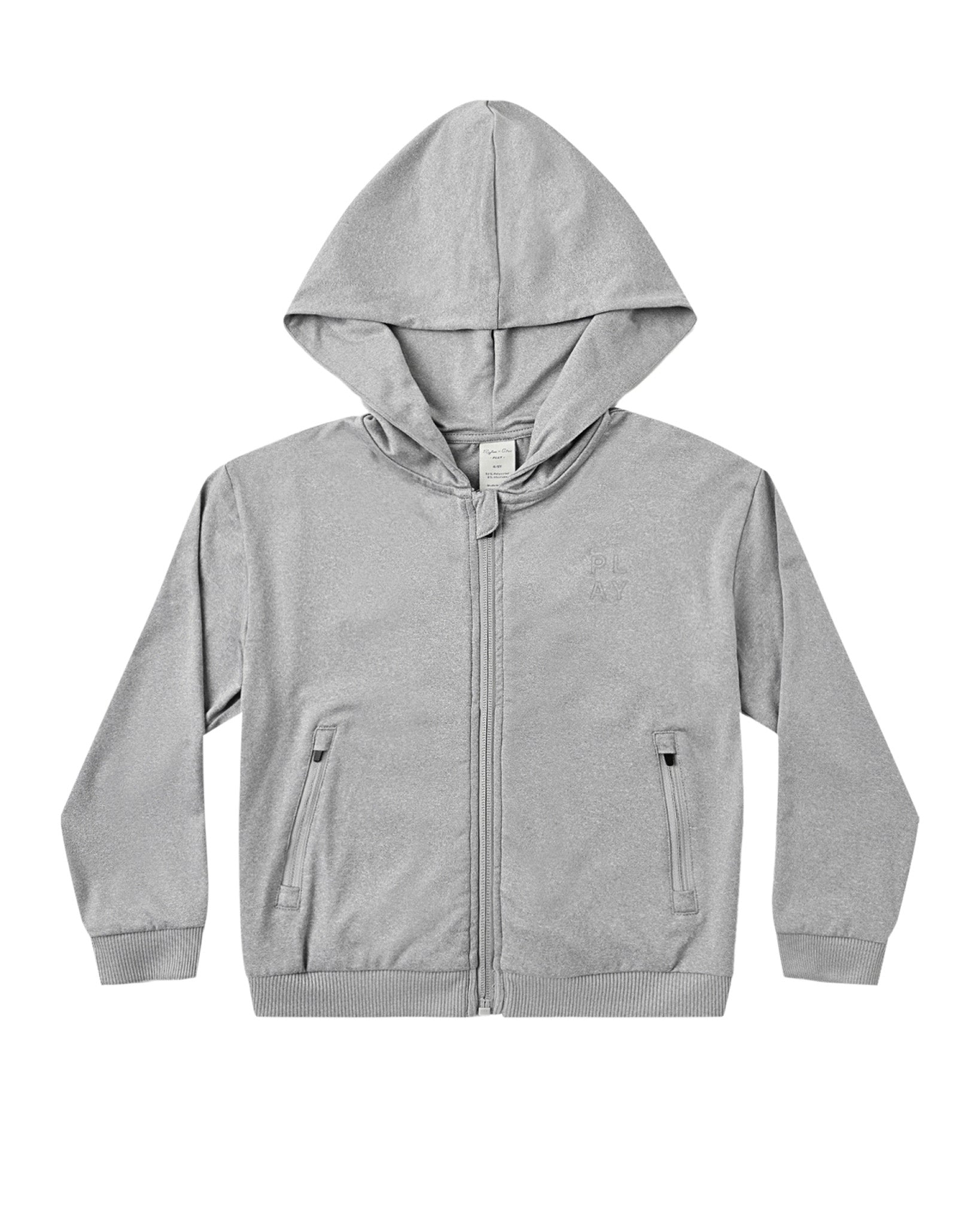 Rylee + Cru Tech Hoodie | Heathered Dusty Blue  flat lay