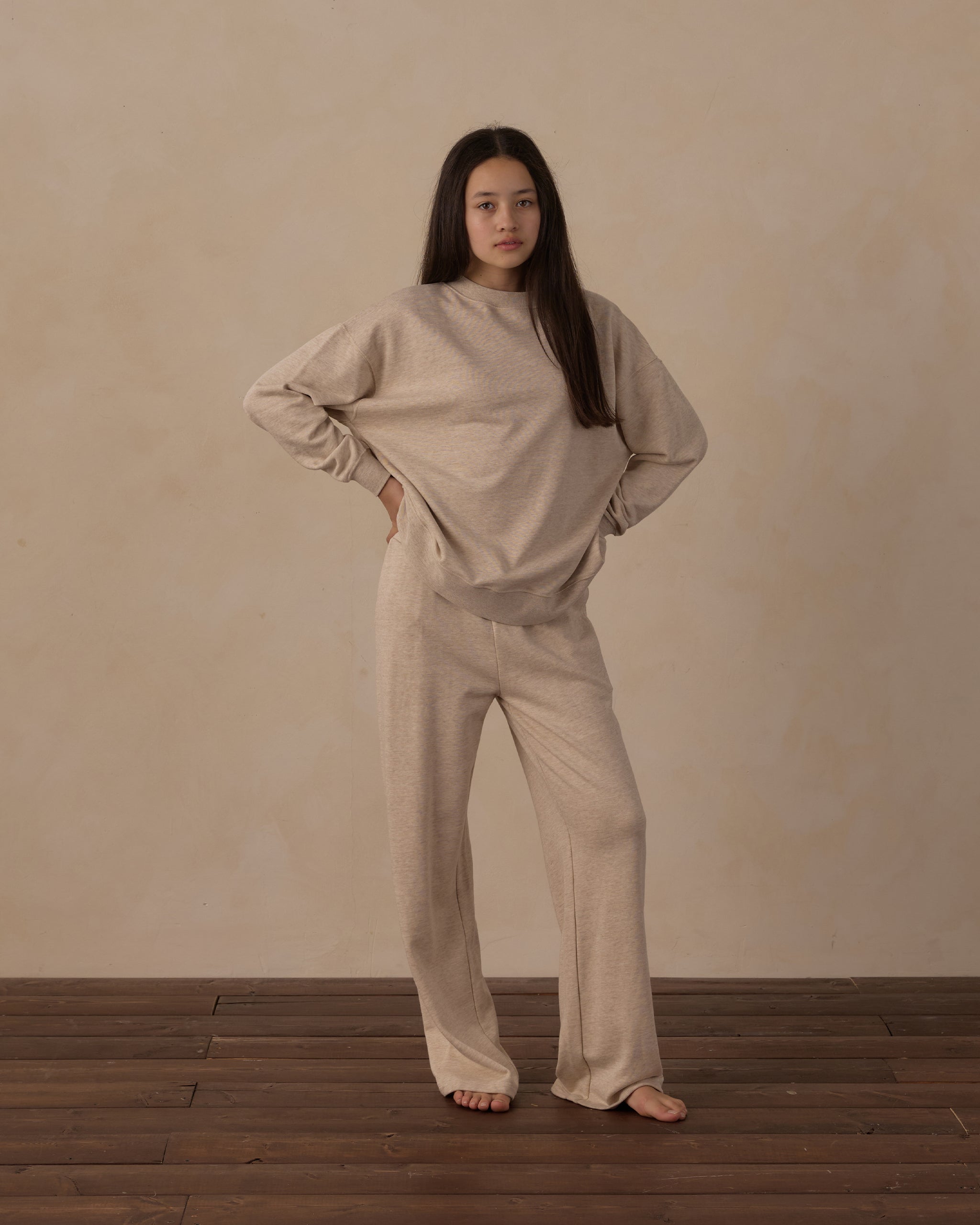 Rylee + Cru Teen Oversized Mock Neck | Heathered Ash
