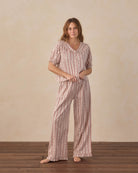 Rylee + Cru Women's Ruffle Pajamas | Candy Cane Lane Full Length Model Picture