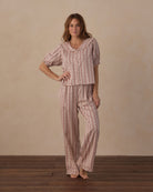 Rylee + Cru Women's Ruffle Pajamas | Candy Cane Lane Full Length Front