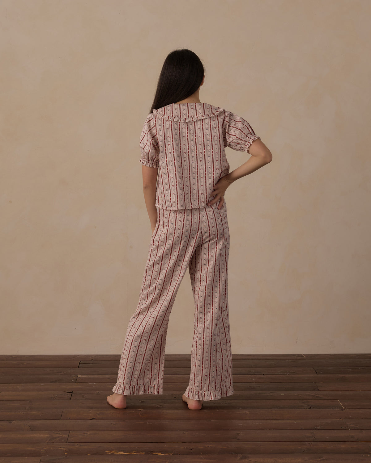 Teen Ruffle Pajamas | Candy Cane Lane rear view