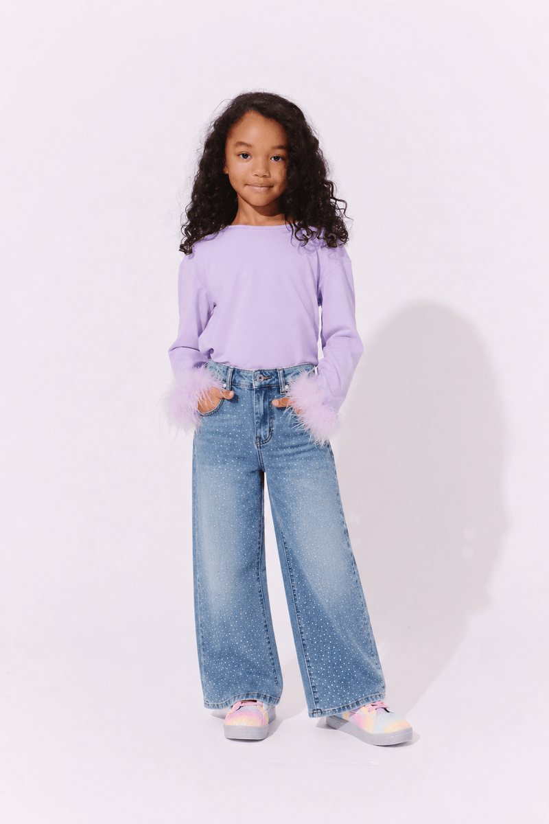 Lola and the Boys Sparkle Sweatpant Jeans model photo