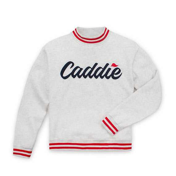 Youth Caddie Logo Mockneck Pullover Sweatshirt flat lay
