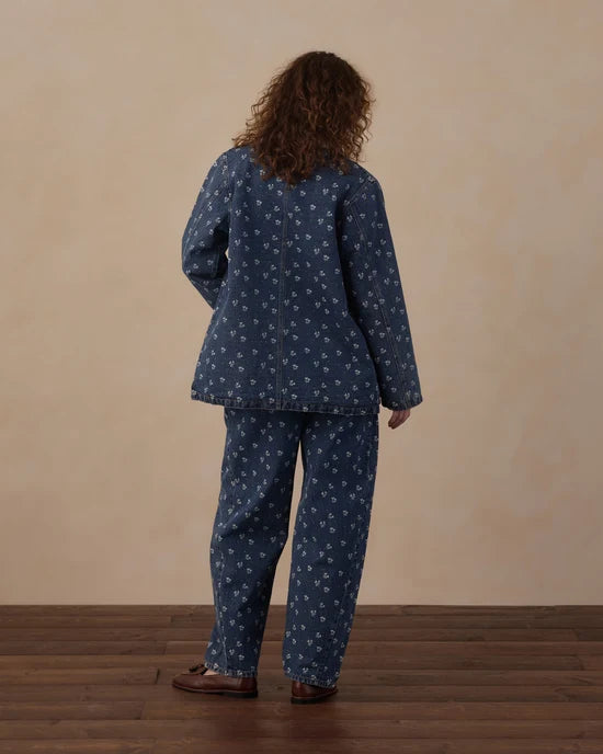 Rylee + Cru Women's Long Chore Coat | Heart Ditsy rear view