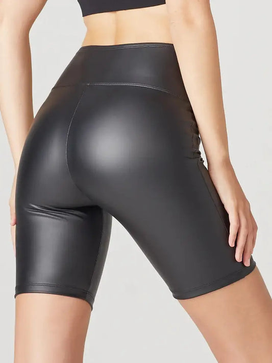 Faux Leather Shaping Biker Short