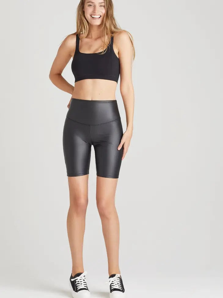 Faux Leather Shaping Biker Short