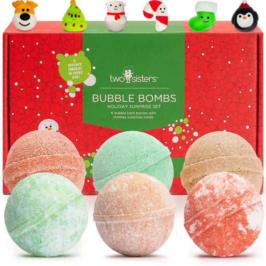 6 Christmas Bath Bombs For Kids with Toy Surprises