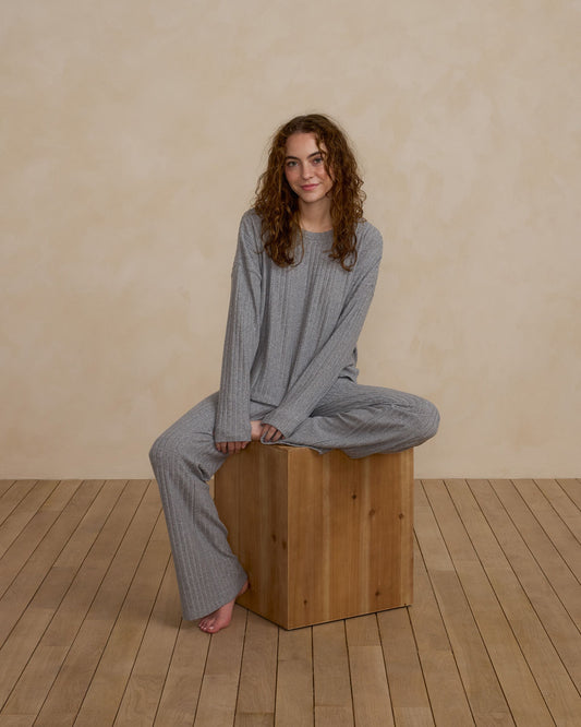 Cozy Rib Knit Set | Dusty Blue