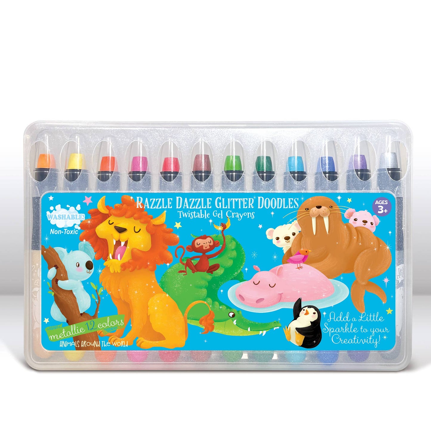 Animals Around the World Glitter Doodle Gel Crayons