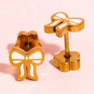 Pierced Co. Cream Bow Earrings