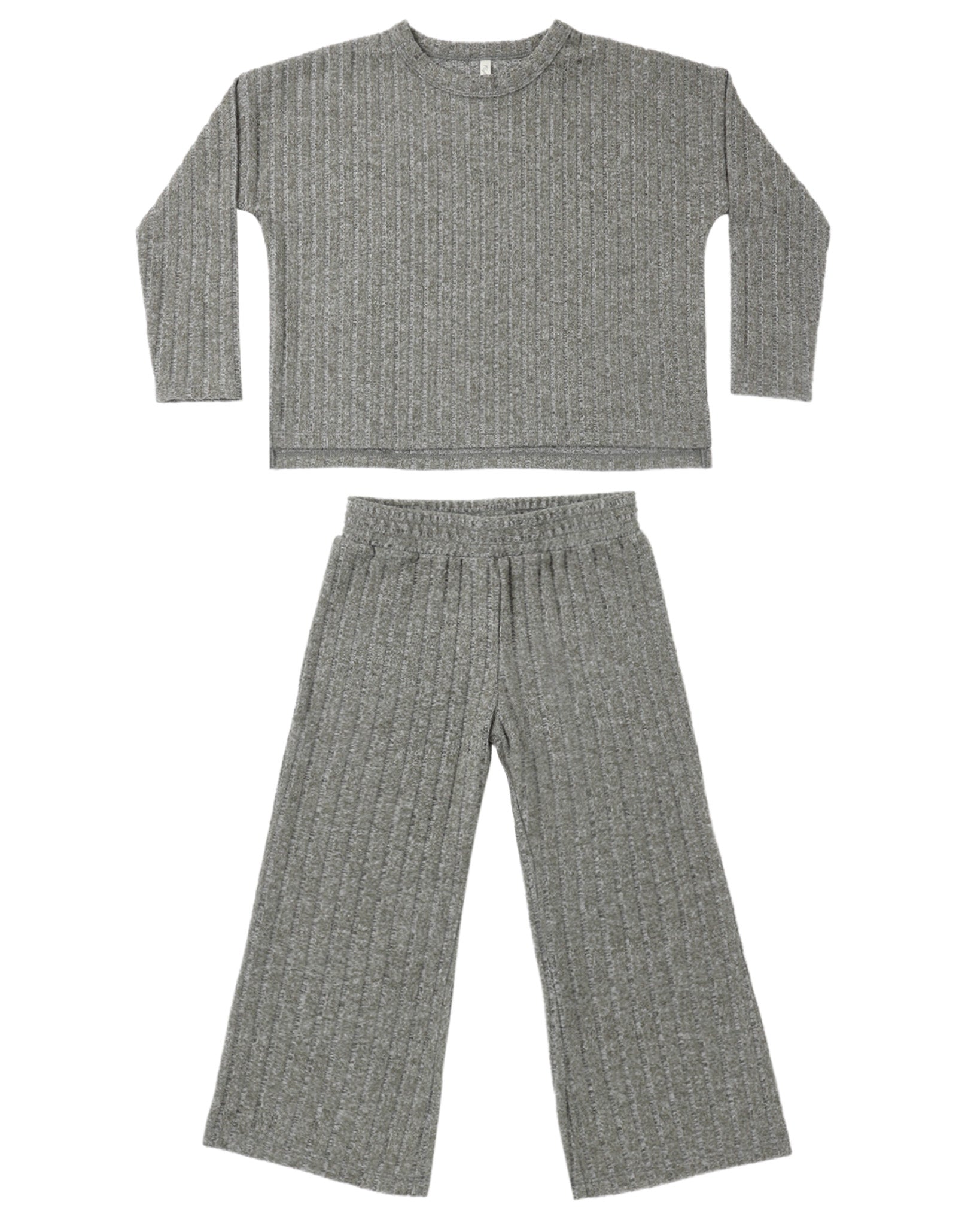 Rylee + Cru Girl's Cozy Rib Knit Set | Evergreen Flat Lay