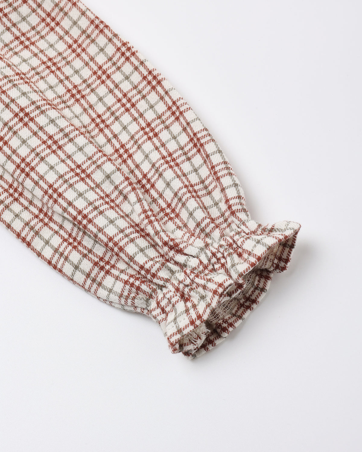 Quincy Mae Baby Callie Romper in Christmas Plaid close up detail photo