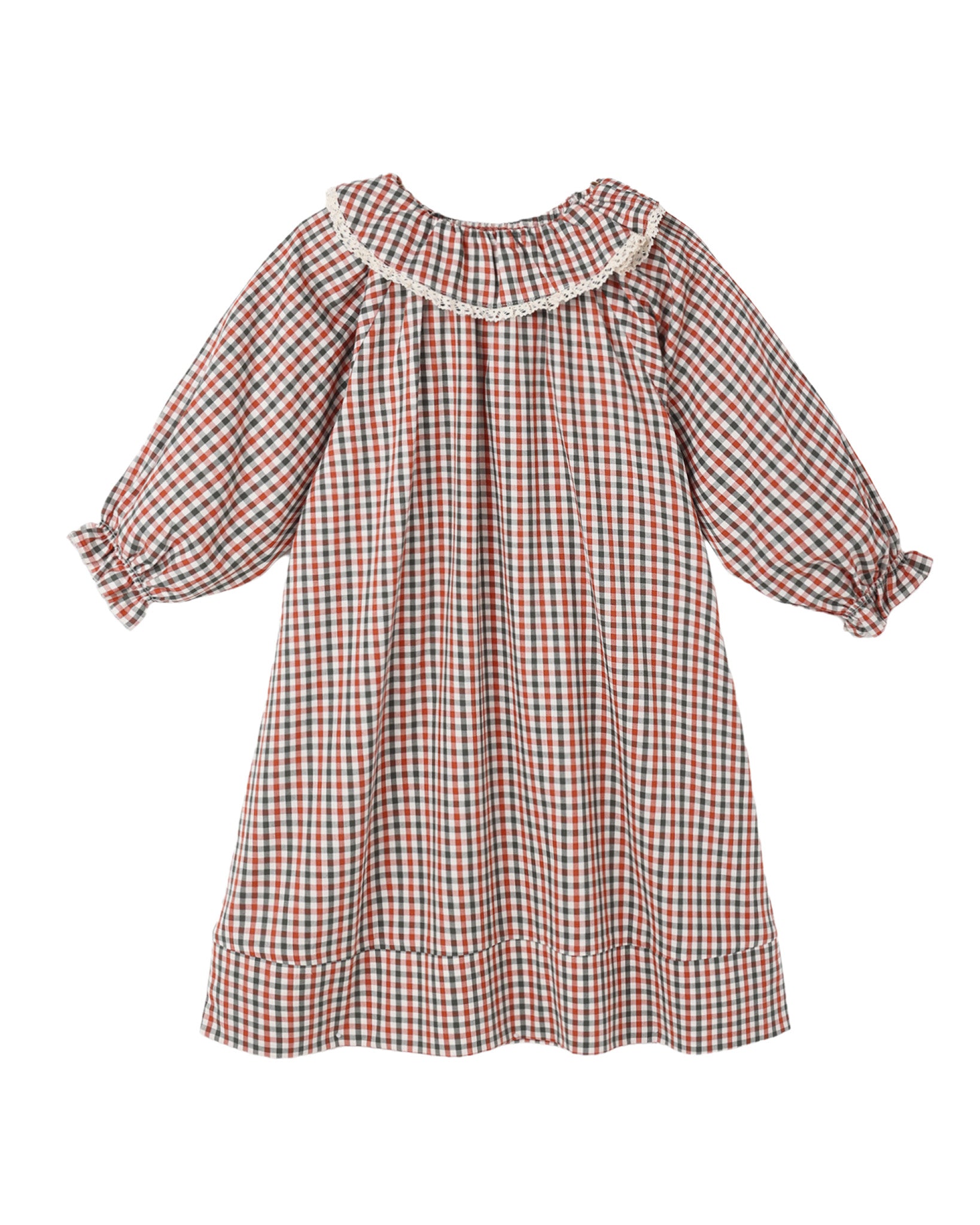 Rylee + Cru Holiday Gingham Girl's Nightgown Flat Lay