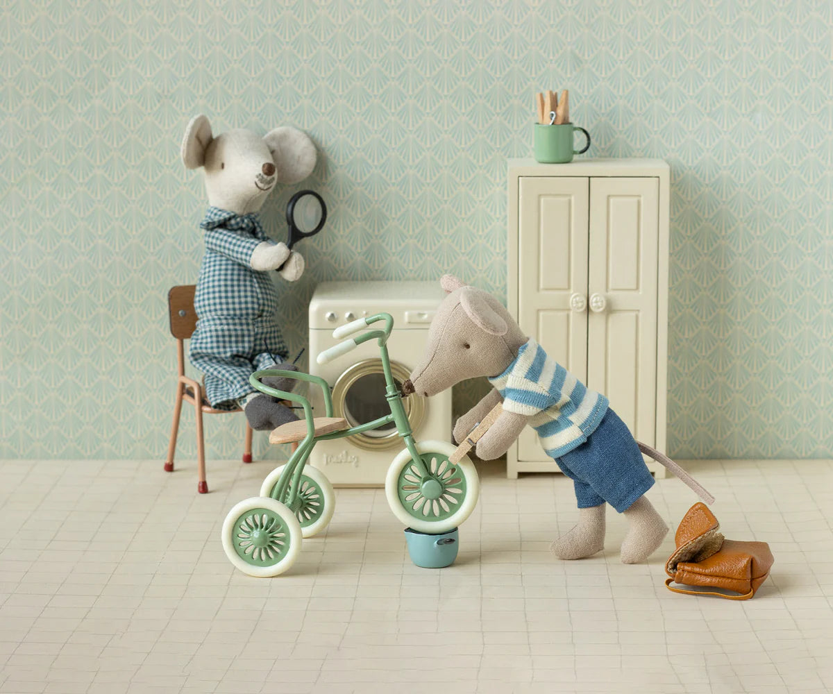 Styled Maileg scene with Tricycle Mouse, Big Brother - Brown