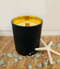 Matte Black & Gold Wood Wick Candle 9 oz | Freeman Park Bonfire