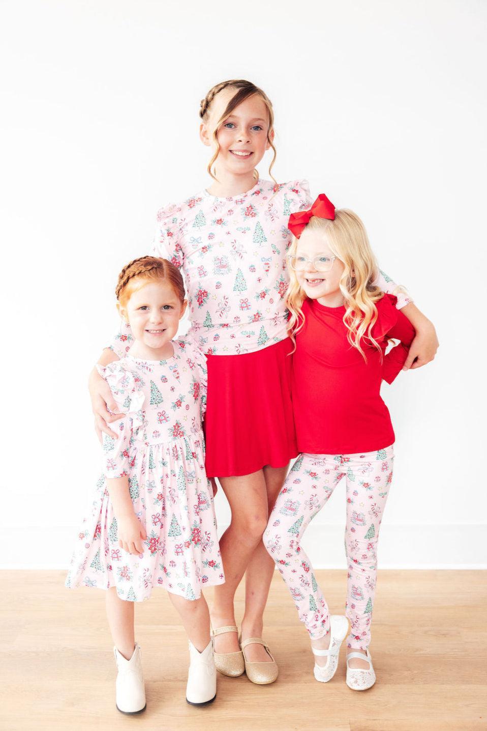 Pink Christmas 3/4 Sleeve Ruffle Twirl Dress 3T Pink Christmas 3/4 Sleeve Ruffle Twirl Dress 3T