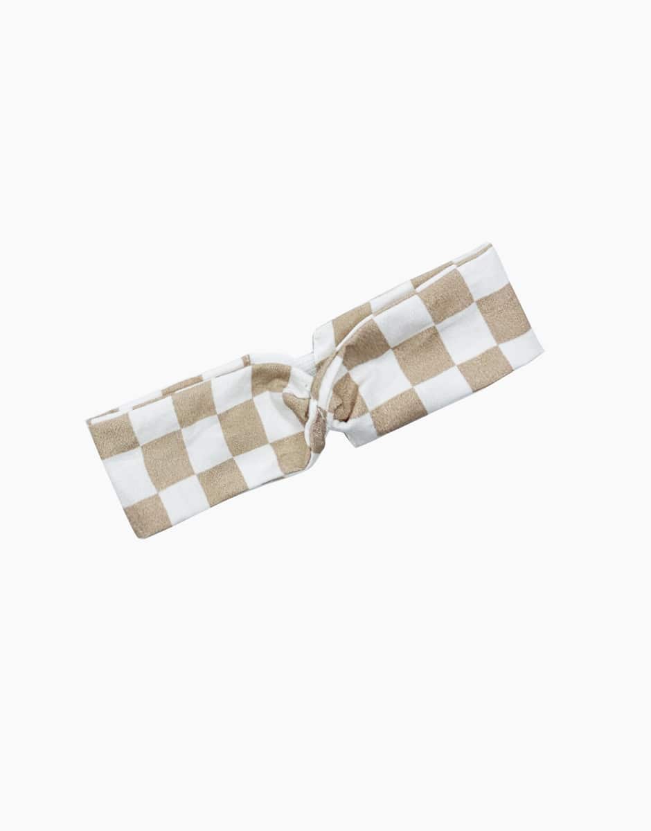 Minikane Beige and White Checkered Headband