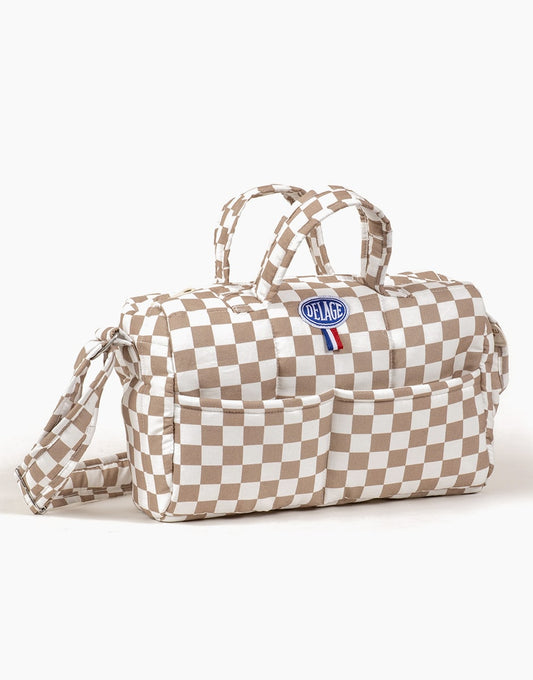 Minikane X Delage – Beige and white checkerboard diaper bag