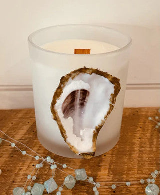Oyster Shell White Wood Wick Candle 9oz | Masonboro Lavender Driftwood