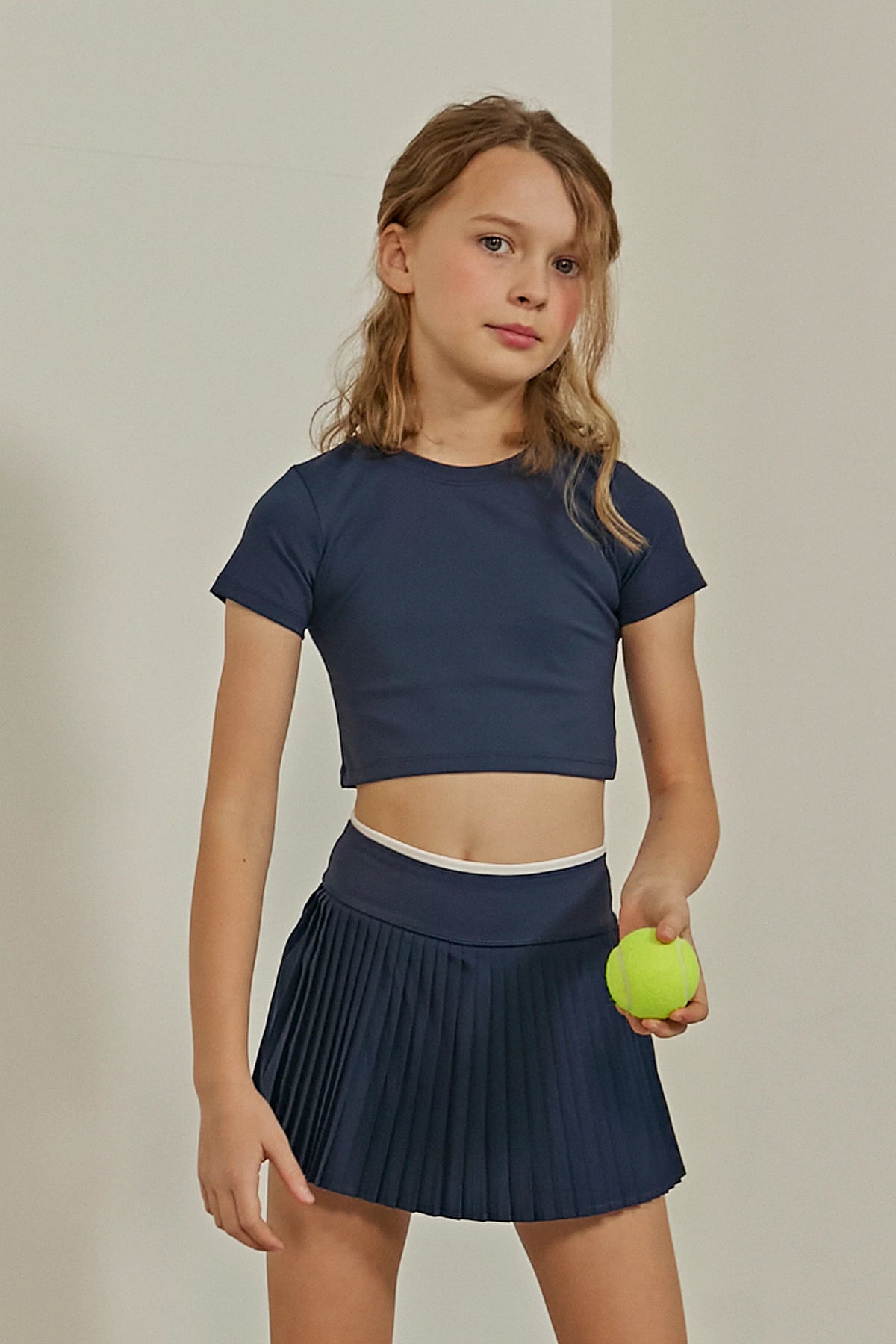 cropped shirt up close image in midnight blue 