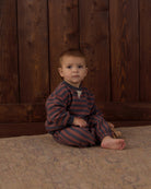 baby wearing the Rylee + Cru Oversized Crew | Mulberry Stripe