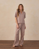Rylee + Cru Women's Woven Pajama Set | Holiday Gingham Full Length Model