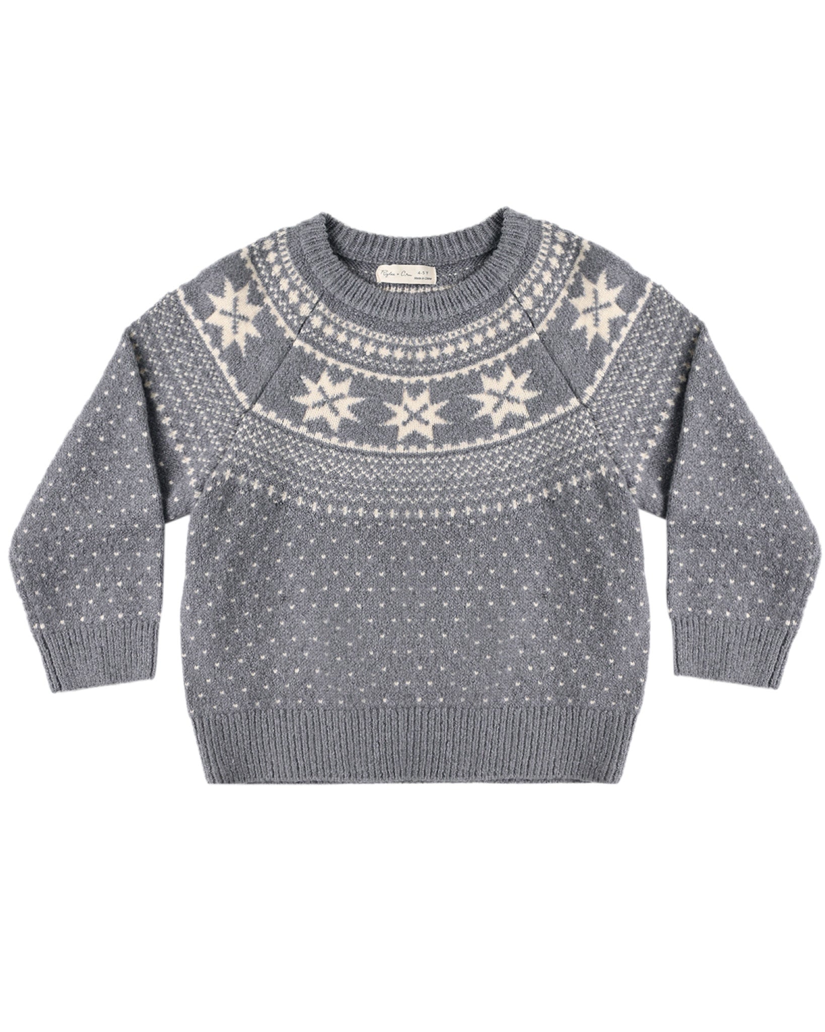 rylee + cru Fair Isle Sweater | Slate kids flat lay Rylee + Cru Boy's Fair Isle Sweater | Slate