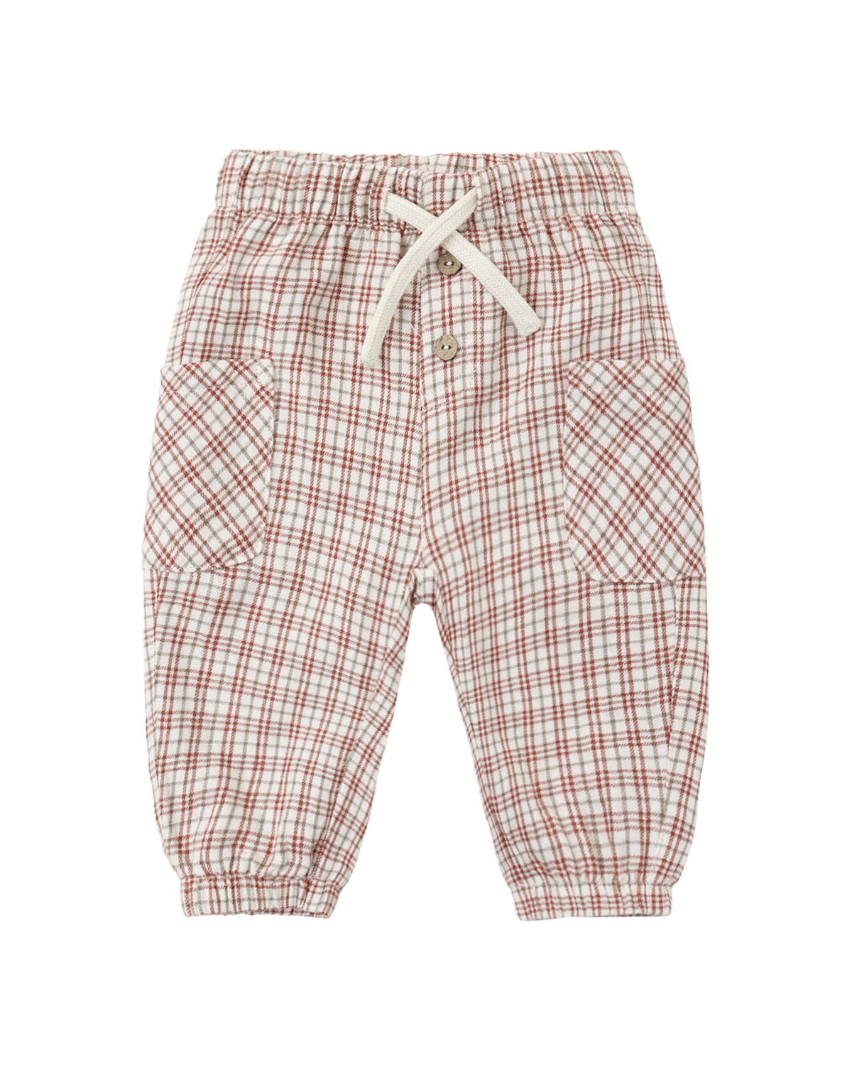 Quincy Mae Baby Luca Pant in Christmas Plaid flat lay