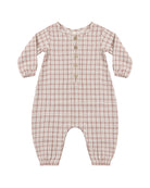 Quincy Mae Woven Baby Jumpsuit in Christmas Plaid