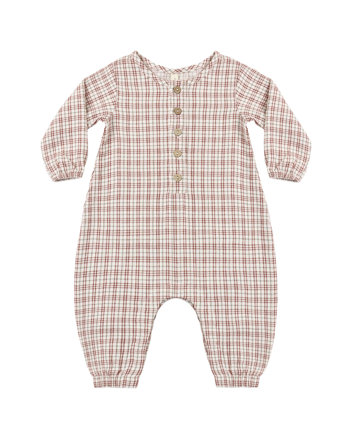 Quincy Mae Woven Baby Jumpsuit in Christmas Plaid
