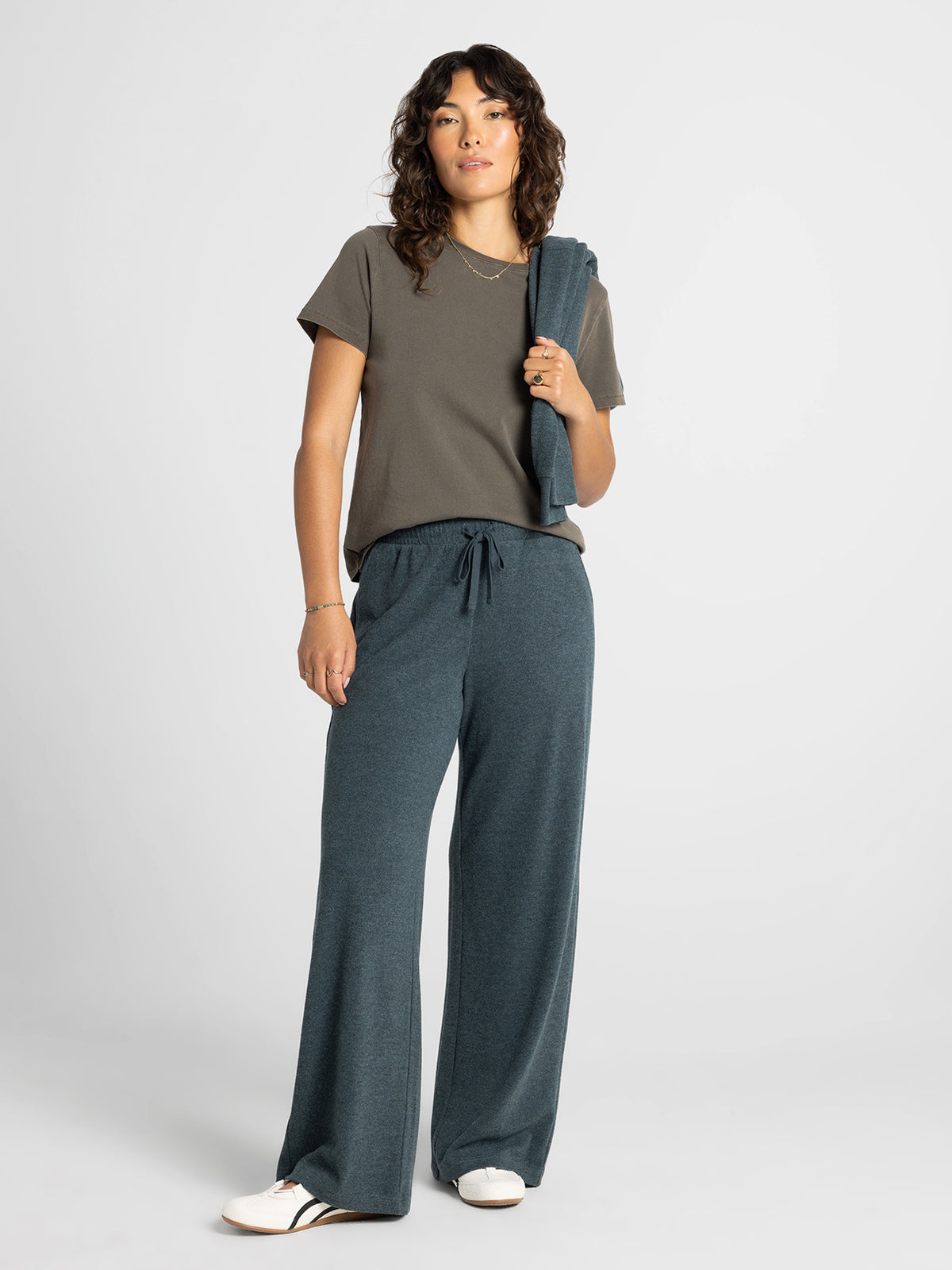 Thread & Supply Jasse Bottoms | Teal Heather full length studio model photo
