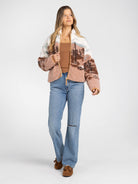 Thread & Supply Cory Jacket in Desert Rose full length model photo